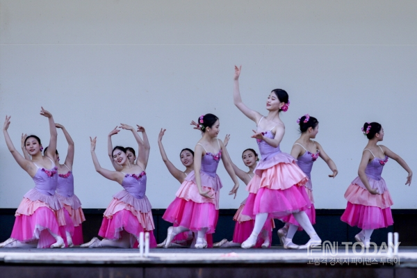 7일 임진각 평화누리공원 야외무대에서 '대학 춤 축제'에서 충남대학교 팀이 '호두까기 인형' 중 꽃의 왈츠을 공연하고 있다.